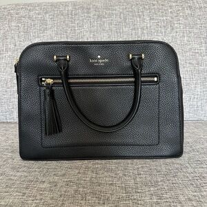 Kate Spade Black Shoulder Bag with Gold Hardware and Tassels